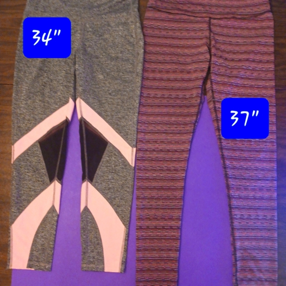 2 pairs yoga pant both new w/out tags. Lengths 37" + 39".